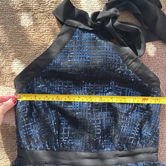 Navy Sequin Halter Dress - Picture 7 of 11